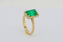 Load image into Gallery viewer, 14k gold emerald Ring. Certified emerald ring. Octagon emerald ring. Afghanistan emerald ring. May Birthstone Ring. Emerald Statement ring