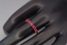 Load image into Gallery viewer, Natural Ruby Eternity Ring Band, Gold Full Eternity Band, Ruby Wedding Band, July Birthstone ring, Stacking Ring, Ruby Stackable Ring