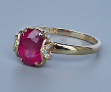 Load image into Gallery viewer, Solid 14k gold Ruby ring. Ruby cocktail ring. Classic ruby ring. Red gemstone ring. Oval ruby ring. Promise rings
