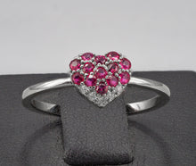 Load image into Gallery viewer, Solid gold ruby ring. Genuine ruby ring.  Heart ring. Love ring. Cute rings. Dainty ring. Promise rings. Valentine day gift for her.