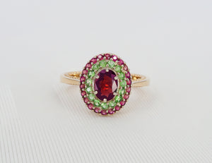Spinel ring. Ruby ring. Chunky gold ring. Dome ring. Colorful ring