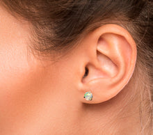Load image into Gallery viewer, 14 ct Gold Martini Set Opal Stud Earrings. 1 ct opal studs. 4 mm opal earrings. Ethiopian opal earrings.