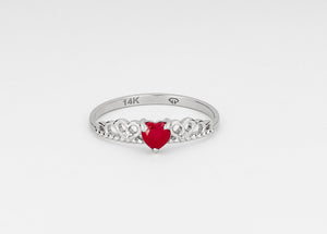 0.5 ct Heart shape Ruby Gold Ring. Dainty ring. Ruby ring. Gemstone ring. Gold Ring. Womens rings