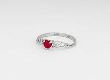 Load image into Gallery viewer, 0.5 ct Heart shape Ruby Gold Ring. Dainty ring. Ruby ring. Gemstone ring. Gold Ring. Womens rings