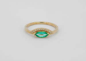 Marquise Emerald Ring. Emerald Ring in 14k Gold. Emerald engagement ring. May Birthstone Ring. Gemstone Ring. Statement ring