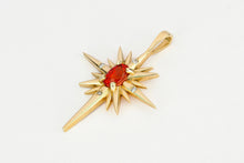 Load image into Gallery viewer, Solid 14k Gold Natural Sapphire Pendant. Gold pendant with orange sapphire. Star gold pendant. Red gemstone pendant. September birthstone.