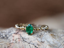 Load image into Gallery viewer, Oval emerald ring. 14k gold ring with Emerald. Minimalist emerald ring. Emerald engagement ring. May Birthstone Ring. Stackable ring.
