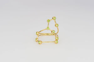 Solid 14 K Gold Peridot August Birthstone Leo Zodiac Ring. Gold ring with peridot. Zodiac Sign Leo ring. Green gemstone ring.