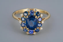 Load image into Gallery viewer, 14k gold ring with oval 1.00 ct sapphire. Royal Blue Sapphire Ring. September birthstone. Valentine&#39;s Day Jewelry. Sapphire Engagement Ring