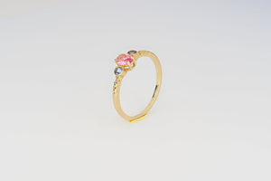 14k solid gold ring with 0.50 ct oval sapphire. Pink sapphire ring. Tanzanite ring. Tiny gold ring. Sapphire ring. September birthstone