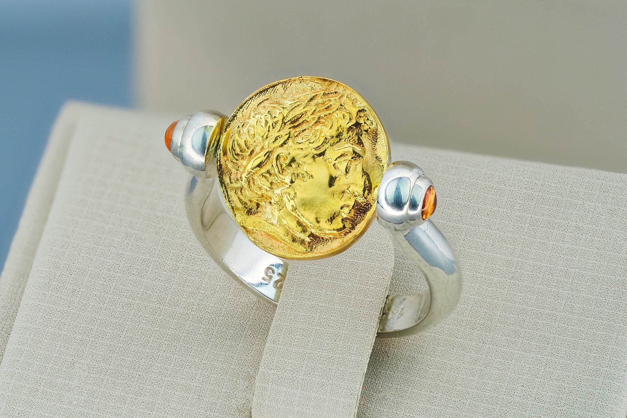 Ancient Roman Art Caesar Gold Coin Signet Ring Two Tone King Ring 925  Sterling Silver Ring Roman Art Ring Mythology Ring by Pellada - Etsy