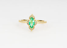 Load image into Gallery viewer, Marquise Emerald Ring. Natural Emerald Ring in 14k Solid Gold. Emerald engagement ring. May Birthstone Ring. Gemstone Ring. Statement ring