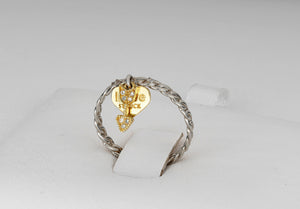 Heart and arrow 14k solid gold ring with diamonds. Cupid Diamond Ring. Gold Diamond Jewelry. Valentines Day Gift. Love Jewelry.