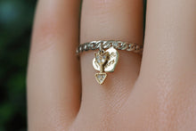 Load image into Gallery viewer, Heart and arrow 14k solid gold ring with diamonds. Cupid Diamond Ring. Gold Diamond Jewelry. Valentines Day Gift. Love Jewelry.