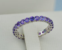 Load image into Gallery viewer, Amethyst Full Eternity Ring Band. 14k Solid gold ring. Amethyst Wedding Band. Stacking Ring. February birthstone ring. Purple gemstone ring