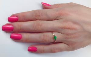 Natural Emerald, diamond 14k solid gold ring. Genuine emerald ring. May birthstone ring. Emerald Stacking Ring. Dainty Ring. Minimalist ring