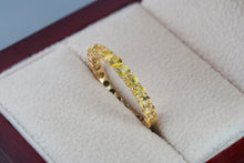 Load image into Gallery viewer, 2.5 mm Natural Sapphire Full Eternity Ring Band. 14K Gold Yellow Stacking Ring Sapphire. February birthstone ring. Eternity Wedding Band
