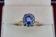 Load image into Gallery viewer, 14k gold ring with oval 1.00 ct sapphire. Royal Blue Sapphire Ring. September birthstone. Valentine&#39;s Day Jewelry. Sapphire Engagement Ring