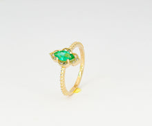 Load image into Gallery viewer, Marquise Emerald Ring. Natural Emerald Ring in 14k Solid Gold. Emerald engagement ring. May Birthstone Ring. Gemstone Ring. Statement ring