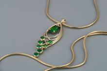 Load image into Gallery viewer, Genuine emerald pendant. 14k gold Emerald pendant. Pear emerald charm. May birthstone jewelry. Emerald Leaf Necklace. Delicate pendant