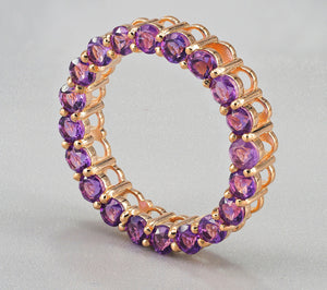 Amethyst Full Eternity Pendant. 14k Solid gold pendant. Amethyst gold pendant.  Purple gemstone pendant. Amethyst Circle of Life pendant