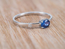 Load image into Gallery viewer, 14k solid gold ring with natural sapphire. Blue sapphire ring. September birthstone. Sapphire Stacking Ring. Dainty Ring. Minimalist ring.