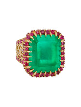 Load image into Gallery viewer, 31.15 ct. Rare Russian Emerald Ring. 14k gold Natural Emerald Ring. Certified Emerald ring. Big emerald ring. May Birthstone. Statement ring