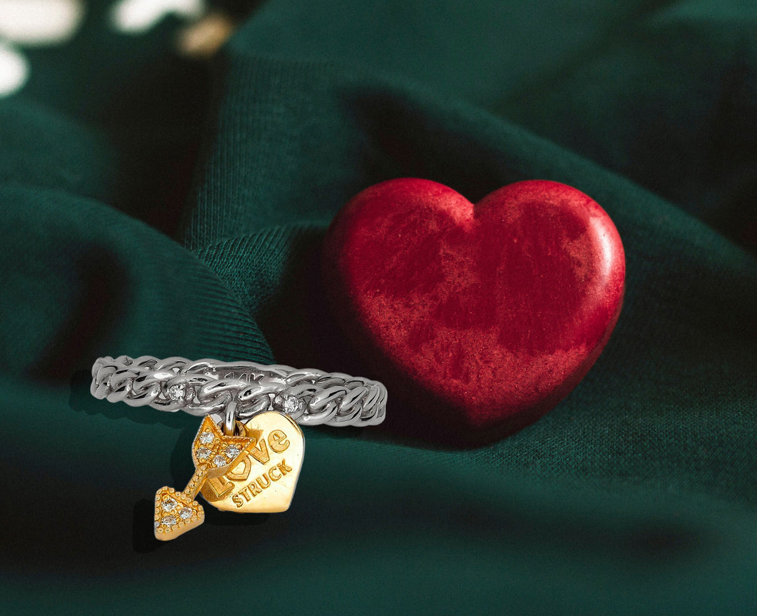 Heart and arrow 14k gold ring with diamonds. Cupid Diamond Ring. Gold Diamond Jewelry. Valentines Day Gift.  Love Jewelry.