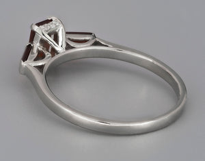 14k Solid Gold Ring with Genuine Garnets And Diamonds. Baguette Garnet Ring. January Birthstone Ring. Dainty Garnet Ring. Emerald Cut Garnet