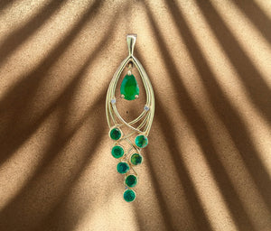 Genuine emerald pendant. 14k gold Emerald pendant. Pear emerald charm. May birthstone jewelry. Emerald Leaf Necklace. Delicate pendant